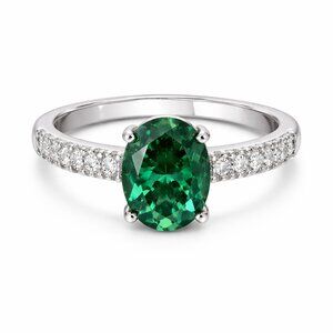 Emerald & Topaz 1.80ct Halo Ring Sz6 NWT